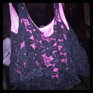 Cute black lace crop top